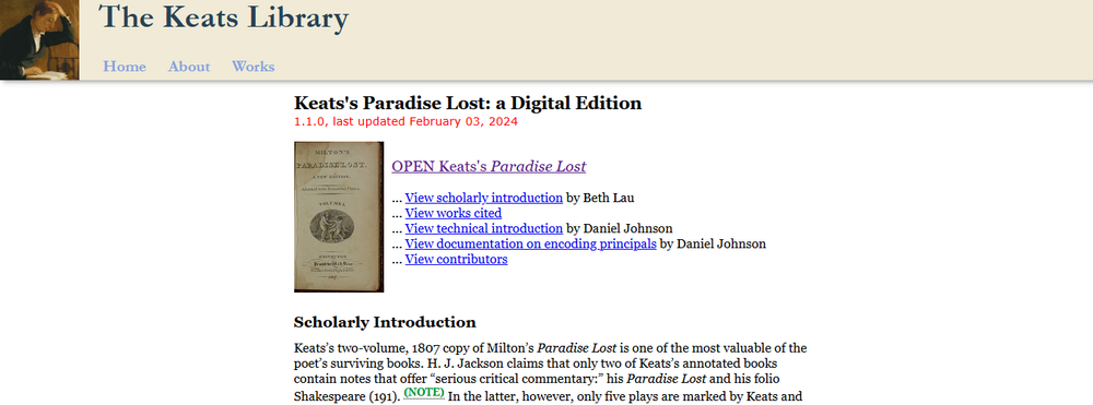 Keats's Paradise Lost: a Digital Edition